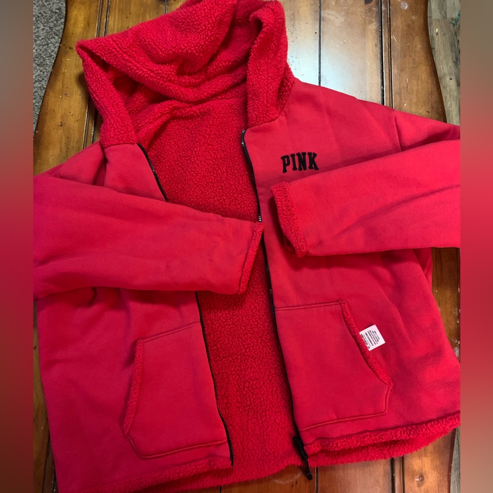 PINK women’s reversible zip up hoodie
